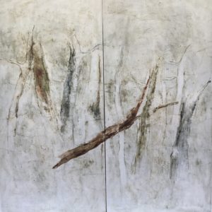 "Les forêts", 2023. Tempera sur papier marouflé sur toile, 136 x 130 cm.