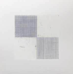 "87 lignes grise 15.05.2020", 2020. Crayons de couleurs, 40 x 40cm.
