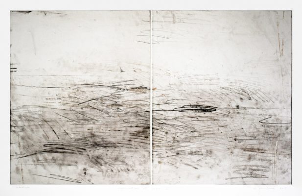 Noriko FUSE, Improvisation et trace XI, 2014. Monotype, 65 x 100 cm.
