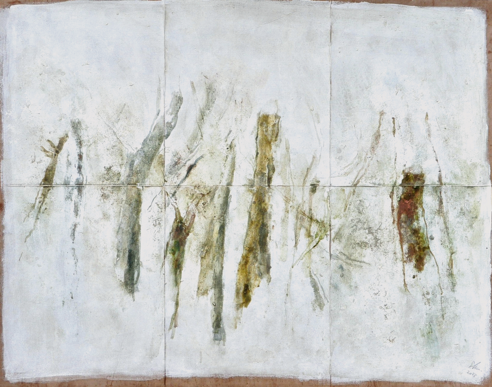 Les forêts, 2023. Tempera sur carte ancienne entoilée, 62 x 78,5 cm.