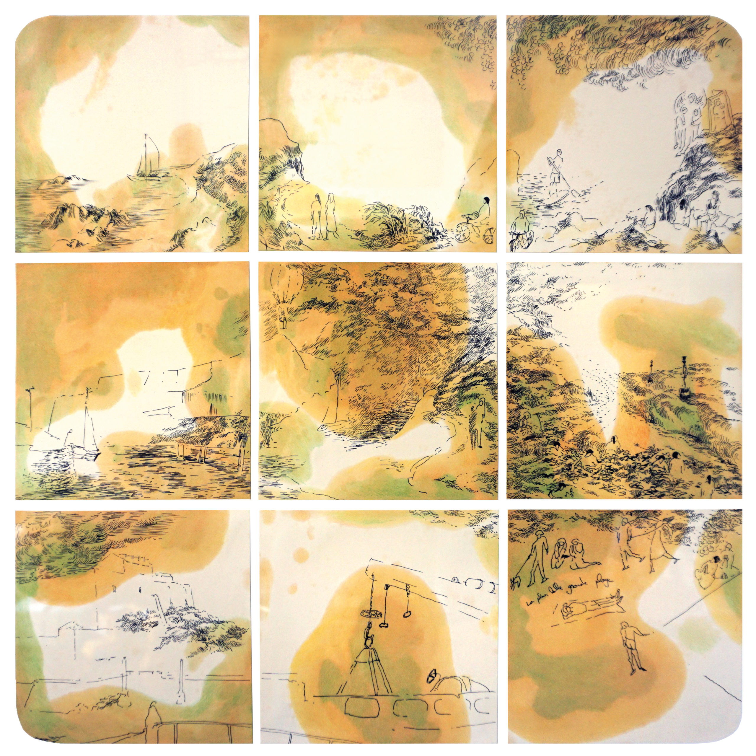 Les îles vertes, 2020. Encre et crayon sur papier, 60 x 60 cm.